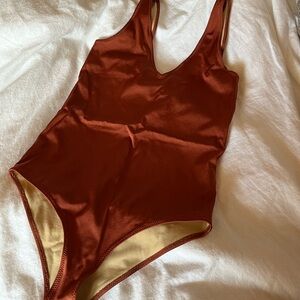 Elegant Copper Women's One-Piece Swimsuit